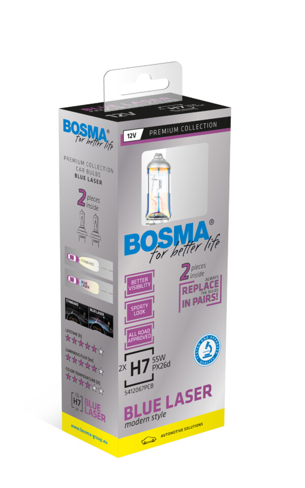 Køb Bosma Pærer BLUE LASER 12V 55W H7 PX26d - 2 stk. online billigt tilbud rabat legetøj