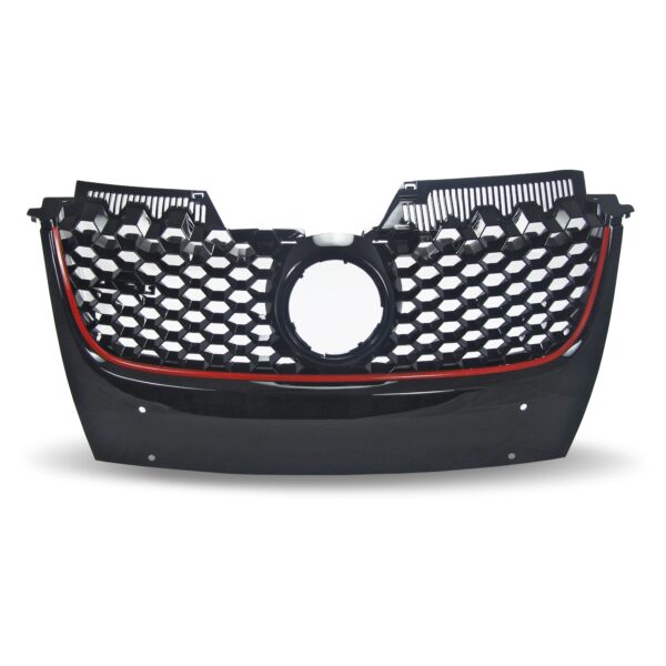 Køb JOM Frontgrill GTI look med honey comb gitter i sort med rød liste til VW Golf 5 online billigt tilbud rabat legetøj