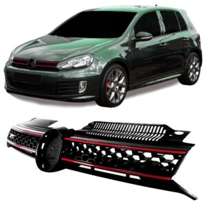 Køb JOM Sports Frontgrill med honey comb gitter i sort med rød liste til VW Golf 6