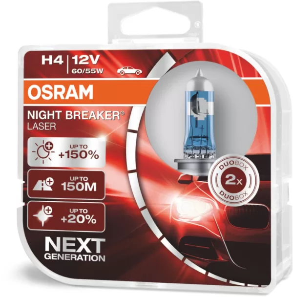 Køb Osram Night Breaker Laser H4 pærer +150% mere lys (2 stk) pakke online billigt tilbud rabat legetøj