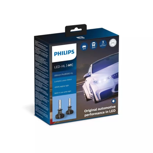 Køb Philips Ultinon Pro9000 H1 LED +200% mere lys (2 stk.) online billigt tilbud rabat legetøj