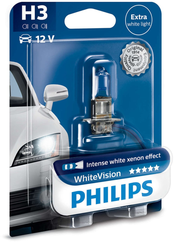 Køb Philips White Vision H3 pære med Xenon effekt & +60% mere lys (1 stk) online billigt tilbud rabat legetøj