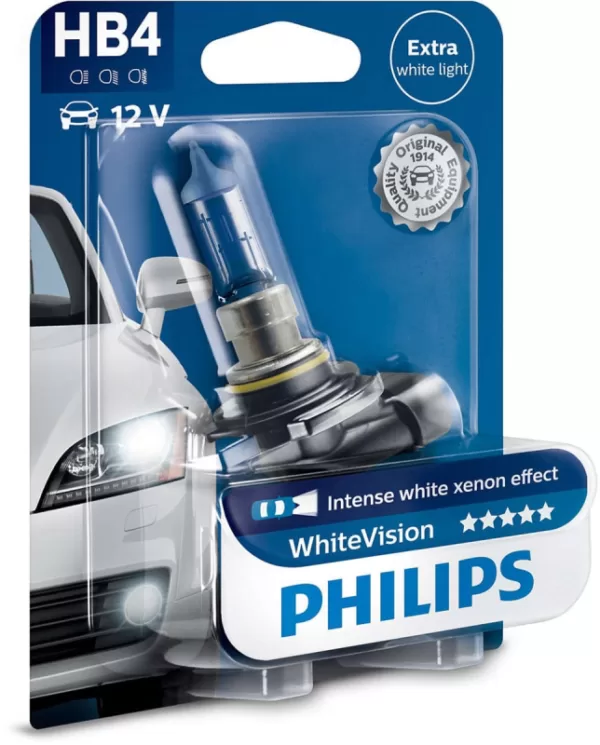 Køb Philips White Vision HB4 pære med Xenon effekt & +60% mere lys (1 stk) online billigt tilbud rabat legetøj