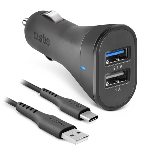 Køb SBS USB C biloplader kit. 1A + 2.1A. 1 m. - Sort online billigt tilbud rabat legetøj